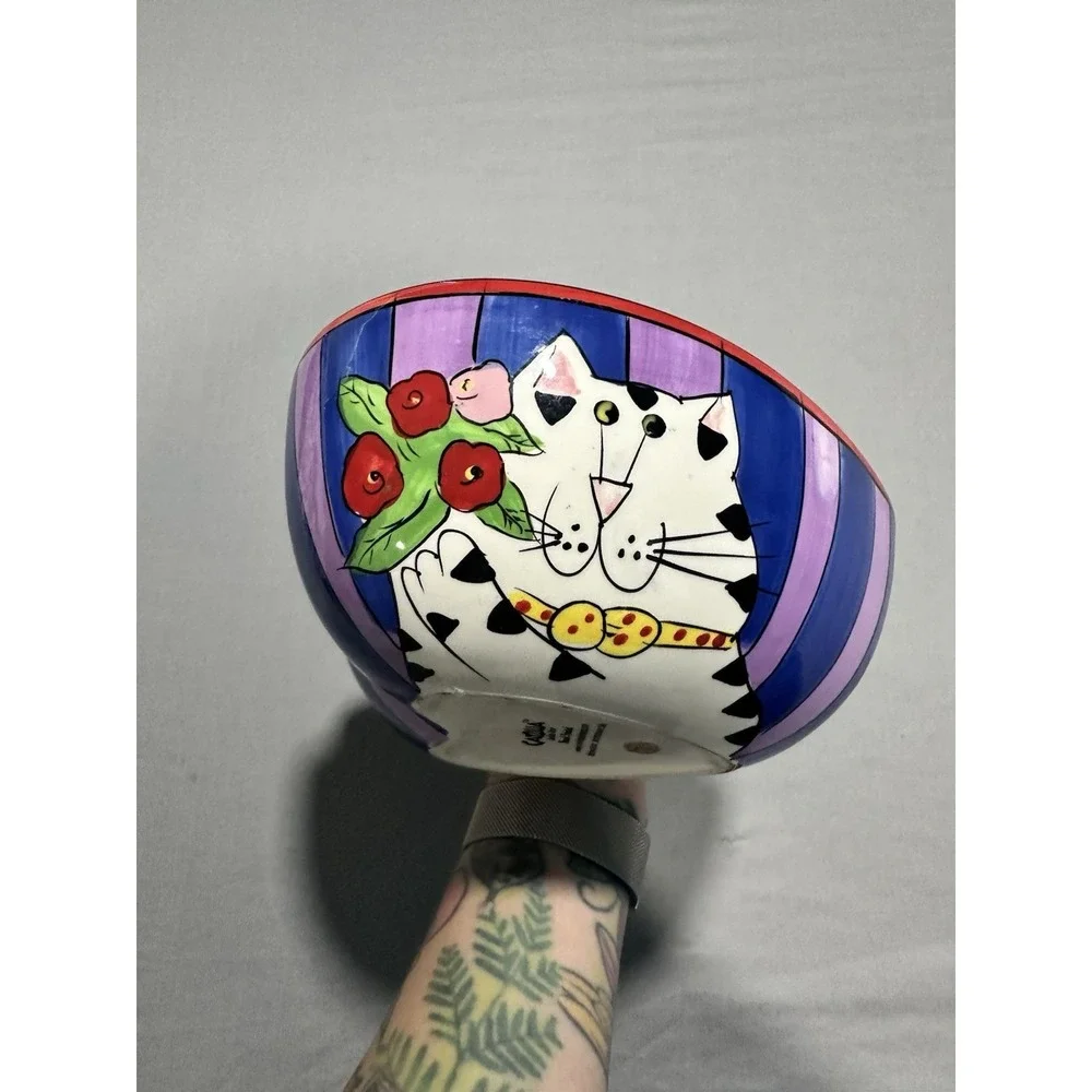 2002 Candace Reiter Designs Catzilla CATS Heart Shaped Ceramic Bowl 7